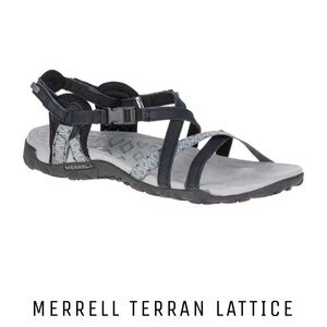 Merrell Terran Lattice II Sandals Women size 7 Black Comfort Arch Support